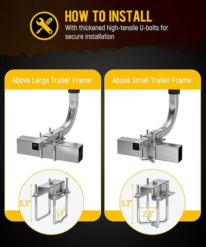 Partsam 1 Pair Boat Trailer Guides with Top Light, 40"/48" Adjustable Design Trailer Guide-on Poles for Ski Boat/Fishing Boat/Sailboat Trailer, Galvanized Steel Frame, PVC Pipe in Kuwait