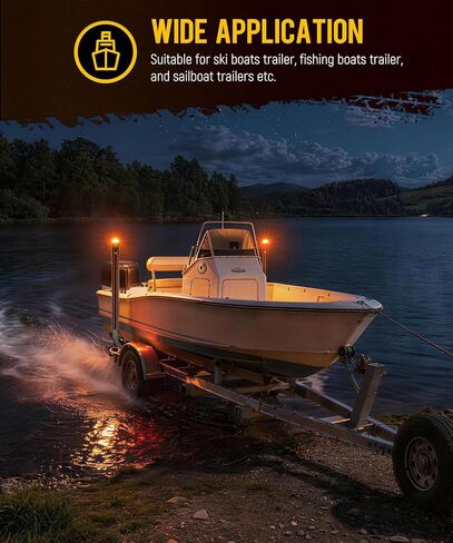 Partsam 1 Pair Boat Trailer Guides with Top Light, 40"/48" Adjustable Design Trailer Guide-on Poles for Ski Boat/Fishing Boat/Sailboat Trailer, Galvanized Steel Frame, PVC Pipe in Kuwait