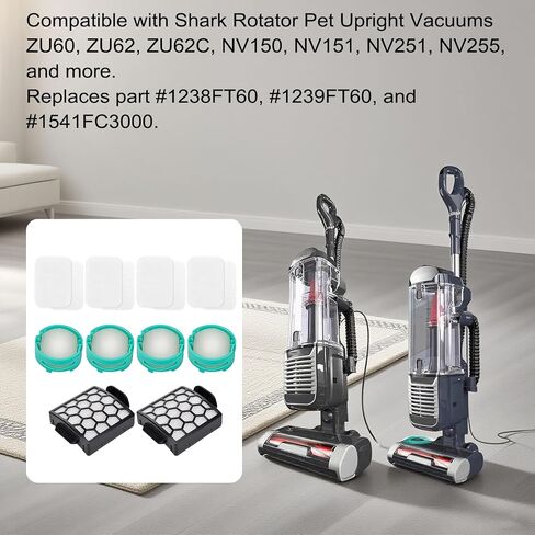 فلتر بديل ZU60 NV250 ZU102 لـ Shark Navigator Zero-M ذاتي التنظيف Brushroll Pet Pro Upright Vacuum ZU62 ZU62C ZU100 NV150 NV251 NV151 NV255، الجزء # 1238FT60 1239FT60 in Kuwait