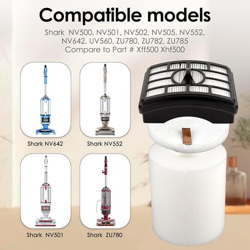 (9 عبوات) 3 HEPA + 6 فلاتر إسفنجية بديلة لـ Shark NV500، NV501، NV502، NV503، NV505، NV510، NV520، NV552، UV560 NV642، ZU780، ZU782، ZU785 Rotator Pro Lift-Away، XFF500 XHF500، فلتر مكنسة كهربائية in Kuwait