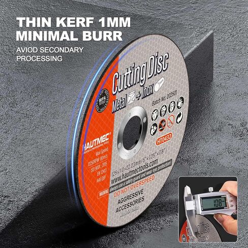 HAUTMEC 20 Pack Cut Off Wheels 5" x .04" x 7/8", Metal Cutting Discs for Angle Grinder, Ultra-Thin Aluminum Oxide Abrasive Cut-Off Wheel for Steel, Stainless Steel & Metal, MPA Certified (HT0432) in Kuwait