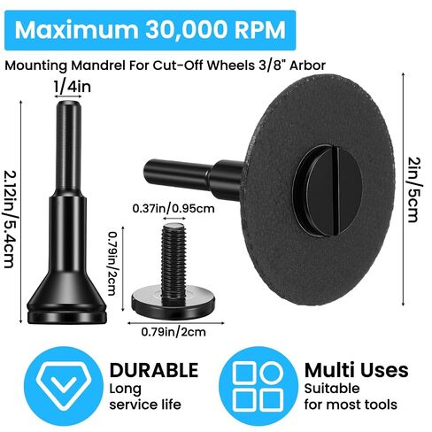 50 Pack 2 Inch Die Grinder Cut-Off Wheels and 3/8 in Arbor Hole 1/4in Stem Mounting Mandrel Holder Accessories Mini Metal Cutting Wheels Cutter Discs for Air Grinders Drill Rotary Accessories in Kuwait