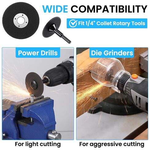50 Pack 2 Inch Die Grinder Cut-Off Wheels and 3/8 in Arbor Hole 1/4in Stem Mounting Mandrel Holder Accessories Mini Metal Cutting Wheels Cutter Discs for Air Grinders Drill Rotary Accessories in Kuwait