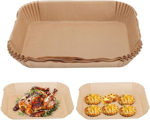 Haofy Air Fryer Liners 120 Pack 8.6 x 5.5 Inches Food Safe Natural Pulp Paper Oil Proof Non Stick Easy Clean for Air Fryers Oven Microwave Disposable Baking Sheets in Kuwait