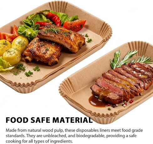 Haofy Air Fryer Liners 120 Pack 8.6 x 5.5 Inches Food Safe Natural Pulp Paper Oil Proof Non Stick Easy Clean for Air Fryers Oven Microwave Disposable Baking Sheets in Kuwait