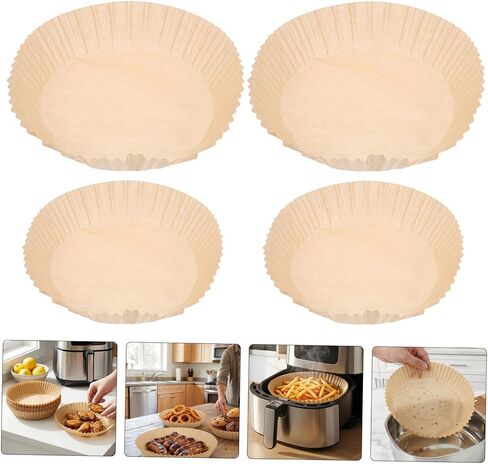 Cabilock 200pcs Disposable round Air Fryer Paper Liners Made of Greaseproof Paper for Baking and Roasting Versatile Kitchen Solution Compatible with Air Fryer Baskets in Kuwait
