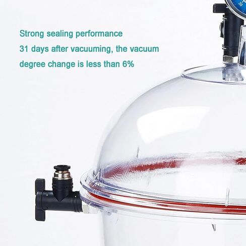 Vacuum Desiccator, 250mm Acrylic Clear Vacuum Chamber, Small Lab Desiccator, Double Valves Glassware, Pressure Gauge, Polycarbonate Plastic Sealed Jar for Laboratory Dryer in Kuwait
