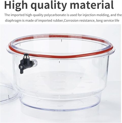 Vacuum Desiccator, 250mm Acrylic Clear Vacuum Chamber, Small Lab Desiccator, Double Valves Glassware, Pressure Gauge, Polycarbonate Plastic Sealed Jar for Laboratory Dryer in Kuwait