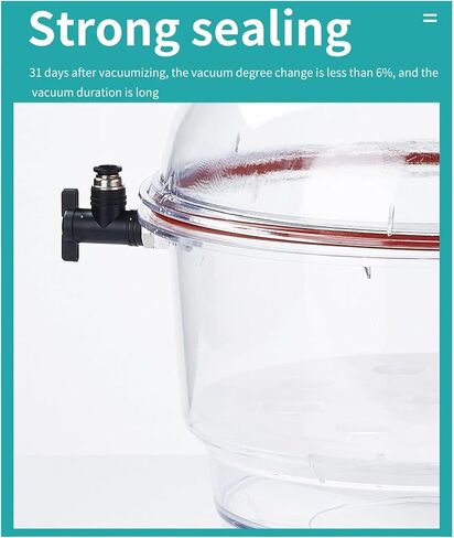 Vacuum Desiccator, 250mm Acrylic Clear Vacuum Chamber, Small Lab Desiccator, Double Valves Glassware, Pressure Gauge, Polycarbonate Plastic Sealed Jar for Laboratory Dryer in Kuwait