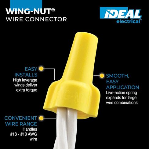 Ideal Electrical Wing-Nut® (30-651J) Wire Connector, Model 451® Yellow, 500/Jar in Kuwait