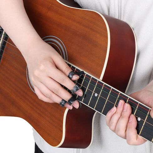 Guitar Slides, 2 Pcs Guitar Slide Ring 1 Steel Slide and 1 Glass Slides with 6Pcs Finger Picks and 4Pcs Guitar-Picks for Electric and Acoustic in Kuwait