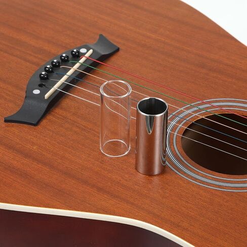 Guitar Slides, 2 Pcs Guitar Slide Ring 1 Steel Slide and 1 Glass Slides with 6Pcs Finger Picks and 4Pcs Guitar-Picks for Electric and Acoustic in Kuwait