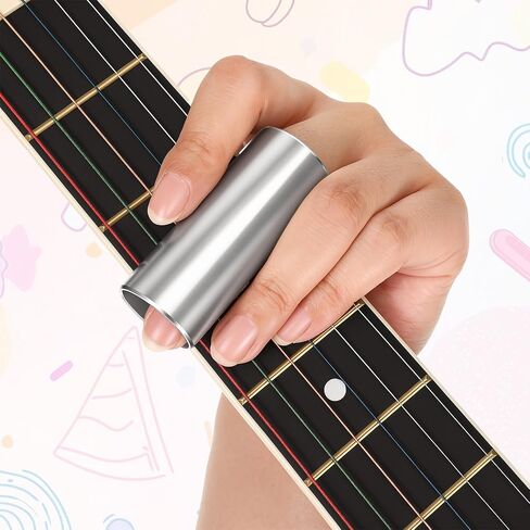Guitar Slides, 2 Pcs Guitar Slide Ring 1 Steel Slide and 1 Glass Slides with 6Pcs Finger Picks and 4Pcs Guitar-Picks for Electric and Acoustic in Kuwait