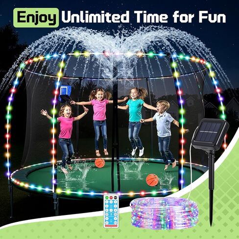 Trampoline Accessories Kit, Basketball Hoop with 3 Mini Basketballs, 4 Pcs Heavy Duty U Stakes, 52FT Solar Lights with Outdoor 8 Lighting Modes, Trampoline Accessories Kit with Sprinkler & Shoe Bag in Kuwait