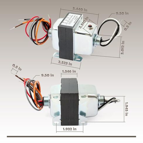محول TR50VA008 50VA 480/277/240/208VAC إلى 120VAC متوافق مع أنظمة التدفئة والتهوية وتكييف الهواء، محول تنحي مع قاطع دائرة، قدم وحامل محور مزدوج الخيوط in Kuwait