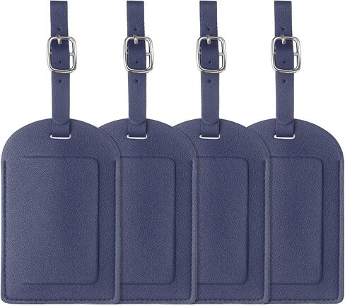 uxcell 4 Pcs Luggage Tags, PU Leather Suitcases ID Bag Tags Luggage Identifiers Privacy Protection Travel Accessories Essential for Air Cruise International Travel(White, Horizontal Flip) in Kuwait