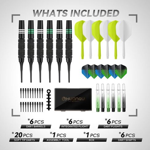 Soft Tip Darts Set 6 Pack – Professional Darts Plastic Tip with Integrated Dart Flights, Extra Dart Stems & Flights Dart Tips Darts Accessories Kit with Dart Case for Electronic Dartboard in Kuwait