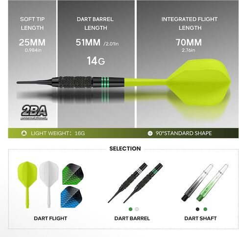 Soft Tip Darts Set 6 Pack – Professional Darts Plastic Tip with Integrated Dart Flights, Extra Dart Stems & Flights Dart Tips Darts Accessories Kit with Dart Case for Electronic Dartboard in Kuwait
