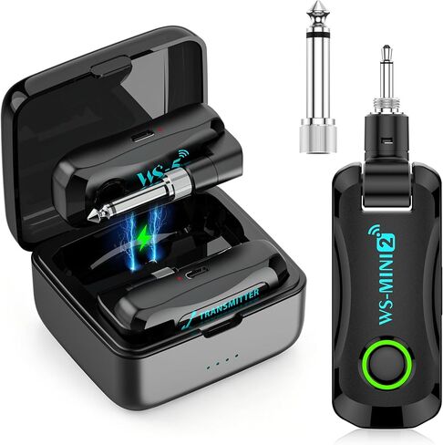 Wireless Guitar System with Charging Case for Electric Guitar & Bass, Rechargeable 2.4G Transmitter Receiver, Low Latency HD Audio 60H Battery 4 Channels Plug & Play for Stage, Studio & Home Practice in Kuwait