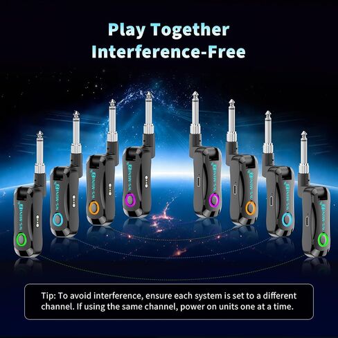 Wireless Guitar System with Charging Case for Electric Guitar & Bass, Rechargeable 2.4G Transmitter Receiver, Low Latency HD Audio 60H Battery 4 Channels Plug & Play for Stage, Studio & Home Practice in Kuwait