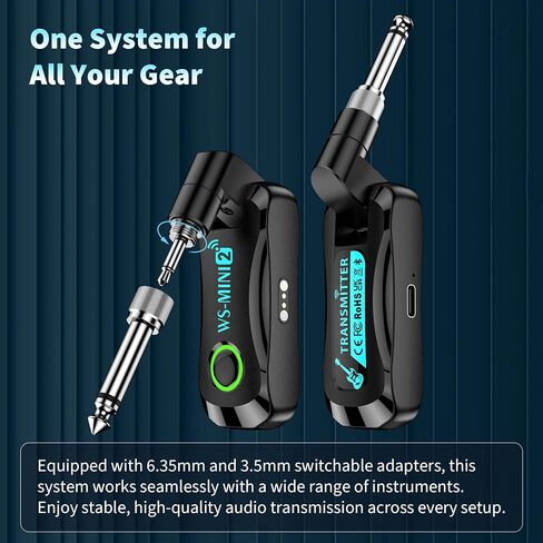 Wireless Guitar System with Charging Case for Electric Guitar & Bass, Rechargeable 2.4G Transmitter Receiver, Low Latency HD Audio 60H Battery 4 Channels Plug & Play for Stage, Studio & Home Practice in Kuwait