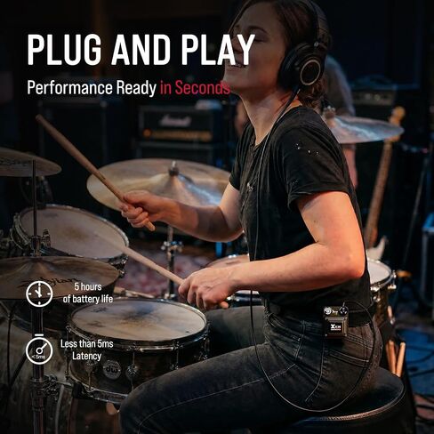 Xvive U45D Stereo Wireless in-Ear Monitor System, 5.8GHz Professional IEM System with <5ms Latency, Smart Channel Scan & 4 Monitoring Modes for Musicians, Singers & Worship Team in Kuwait