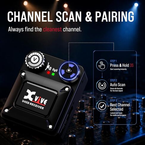 نظام مراقبة Xvive U45D ستيريو لاسلكي داخل الأذن، نظام IEM احترافي 5.8 جيجا هرتز مع زمن استجابة أقل من 5 مللي ثانية، مسح قناة ذكية و4 أوضاع مراقبة للموسيقيين والمطربين وفريق العبادة in Saudi Arabia
