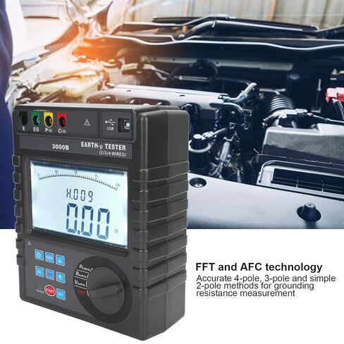 Earthing Resistance Tester with LCD Display for Precise Measurements in Electrical Work. Blue in Kuwait