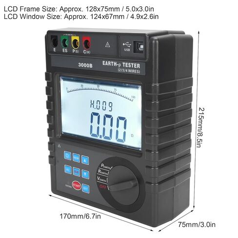 Earthing Resistance Tester with LCD Display for Precise Measurements in Electrical Work. Blue in Kuwait