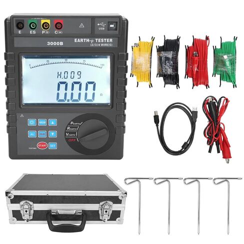 Earthing Resistance Tester with LCD Display for Precise Measurements in Electrical Work. Blue in Kuwait