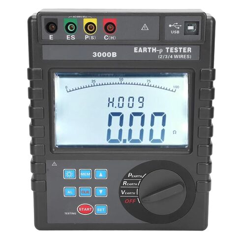 Earthing Resistance Tester with LCD Display for Precise Measurements in Electrical Work. Blue in Kuwait