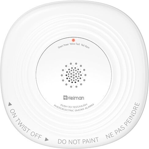 Heiman Smoke Detector 10-Year Sealed Battery Powered, UL 217 10th Certified, Photoelectric Smoke Alarm, LED Status Lights/85 dB Alarm/Test Silence Button, Fire Alarm for Home Hotel Rental Apartment in Kuwait