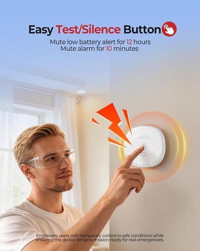 Heiman Smoke Detector 10-Year Sealed Battery Powered, UL 217 10th Certified, Photoelectric Smoke Alarm, LED Status Lights/85 dB Alarm/Test Silence Button, Fire Alarm for Home Hotel Rental Apartment in Kuwait