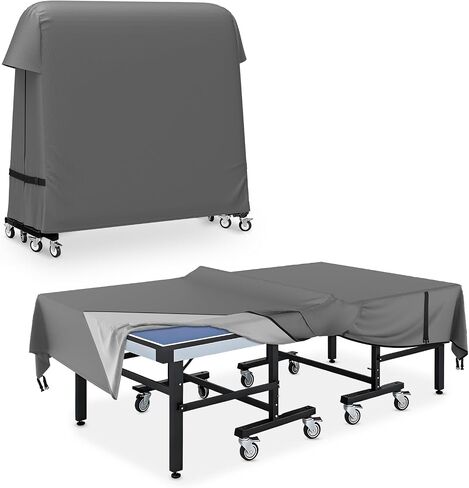 غطاء طاولة COSHNIBI Ping Pong من قماش أكسفورد 420D، غطاء تنس طاولة داخلي وخارجي مقاوم للماء والشمس، مناسب لطاولات قابلة للطي في الأماكن المغلقة/الخارجية مقاس 9 × 5 أقدام وطاولات مسطحة - رمادي in Saudi Arabia