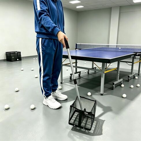 TNZMART Adjustable Ping Pong Ball Picker Upper, Telescoping Aluminum Pole, No Bend Table Tennis Ball Collector, Durable Mesh Basket, Holds 100+ Ping Pong Balls in Kuwait