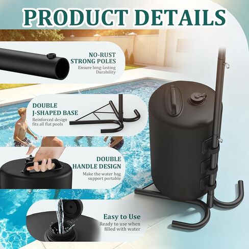 Pool Volleyball Set, Adjustable Swimming Pool Volleyball Net for Inground Pools, Outdoor Pool Game Set with 25L Water Bags for Stability，No Drilling in Kuwait