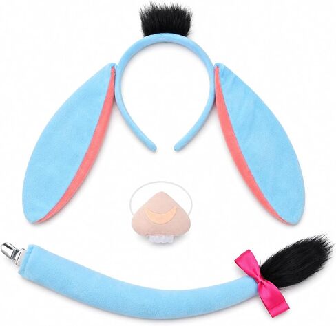2Pcs Donkey Costume Set Include Donkey Ears Headband and Tail for Halloween Party Dress Up in Saudi Arabia