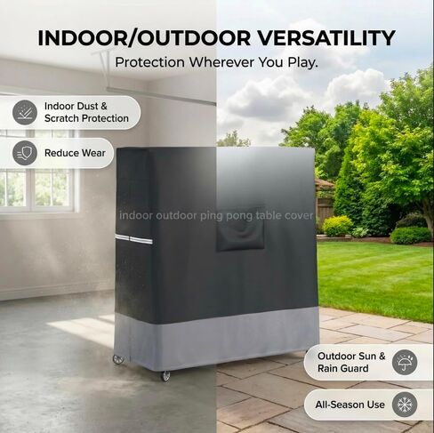 Indoor/Outdoor Ping Pong Table Cover Waterproof, Dustproof, UV-Resistant Durable Foldable Ping Pong Table Cover Fits 9x5-Foot Tables (Black & Gray) in Kuwait