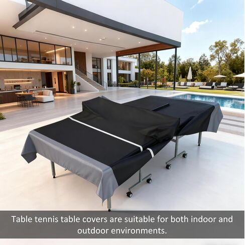 Indoor/Outdoor Ping Pong Table Cover Waterproof, Dustproof, UV-Resistant Durable Foldable Ping Pong Table Cover Fits 9x5-Foot Tables (Black & Gray) in Kuwait