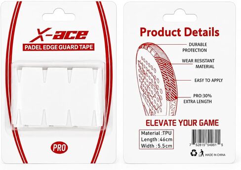 Padel Racket Protector-Pro 30% Extra Length (460mm) - Transparent TPU Edge Guard Tape - Precision 55mm Width for Full Frame Wrap - Pre-Cut Notched Design for Wrinkle-Free Fit - 1 Pack in Kuwait