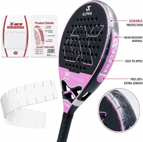 Padel Racket Protector-Pro 30% Extra Length (460mm) - Transparent TPU Edge Guard Tape - Precision 55mm Width for Full Frame Wrap - Pre-Cut Notched Design for Wrinkle-Free Fit - 1 Pack in Kuwait