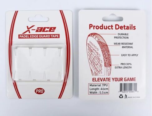Padel Racket Protector-Pro 30% Extra Length (460mm) - Transparent TPU Edge Guard Tape - Precision 55mm Width for Full Frame Wrap - Pre-Cut Notched Design for Wrinkle-Free Fit - 1 Pack in Kuwait