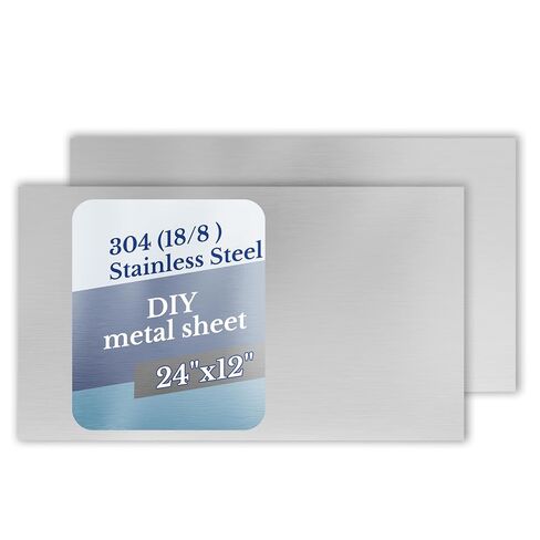 2 Pack 18 Gauge 304 Stainless Steel Sheets, 24″×12″ Stainless Sheet Metal Plates, 1.2mm Thick Brushed Finish for DIY, Kitchen Backsplash, Countertop & Workshop Industrial in Kuwait