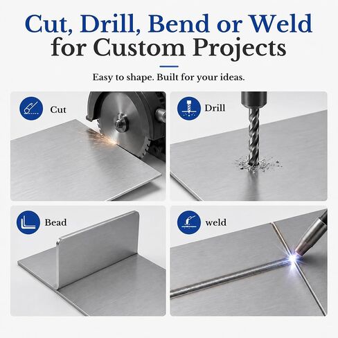 2 Pack 18 Gauge 304 Stainless Steel Sheets, 24″×12″ Stainless Sheet Metal Plates, 1.2mm Thick Brushed Finish for DIY, Kitchen Backsplash, Countertop & Workshop Industrial in Kuwait