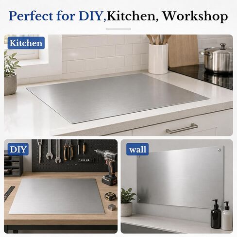 2 Pack 18 Gauge 304 Stainless Steel Sheets, 24″×12″ Stainless Sheet Metal Plates, 1.2mm Thick Brushed Finish for DIY, Kitchen Backsplash, Countertop & Workshop Industrial in Kuwait