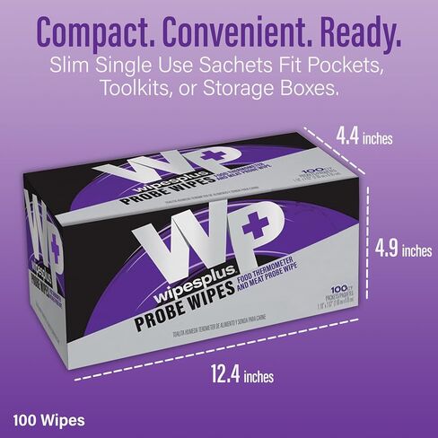 مناديل مسبار ميزان الحرارة من WIPESPLUS - 70% مناديل كحول الأيزوبروبيل مغلفة بشكل فردي للمطبخ المنزلي والمطاعم - صندوق عدد 100 in Kuwait