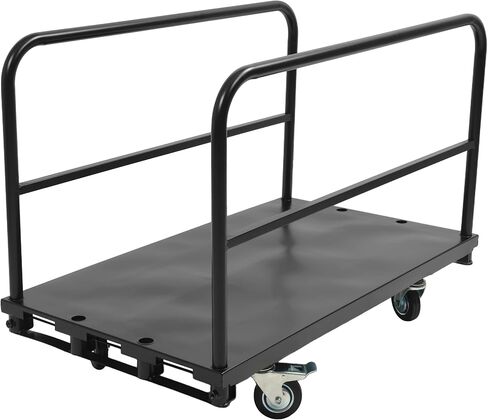 Truck Cart 42x24 inch Platform Lumber Drywall Flat Dolly Cart with 1 Front & 2 Side Handrails & 4 Swivel Casters for Loading and Storage 2200 lbs Capacity Steel Powder Coated Black in Kuwait