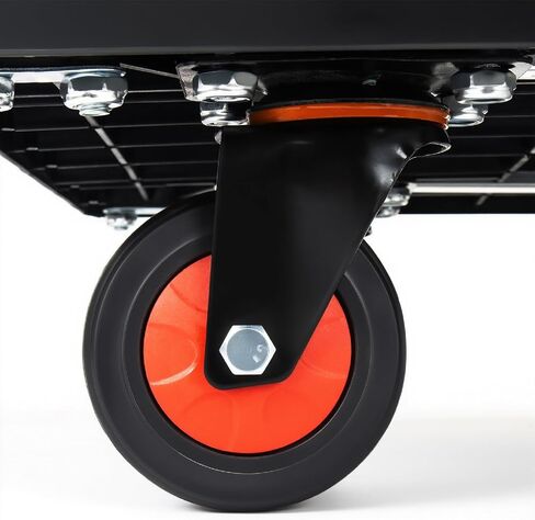 330 lb Folding Platform Truck Cart with 4" Silent TPR Wheels, Heavy Duty Flatbed Push Cart Dolly, Foldable Moving Utility Cart for Warehouse Garage Office Home, Black in Kuwait
