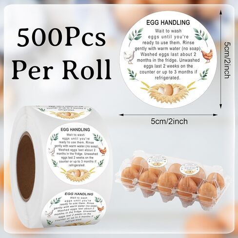 1000Pcs Fresh Farm Egg Packaging Set Include 500Pcs Market Egg Handling Stickers Unwashed Egg Sticker Labels,500Pcs Please Return Egg Carton Labels Stickers Roll for Chicken Quail Farmhouse in Kuwait