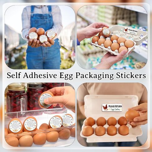 1000Pcs Fresh Farm Egg Packaging Set Include 500Pcs Market Egg Handling Stickers Unwashed Egg Sticker Labels,500Pcs Please Return Egg Carton Labels Stickers Roll for Chicken Quail Farmhouse in Kuwait